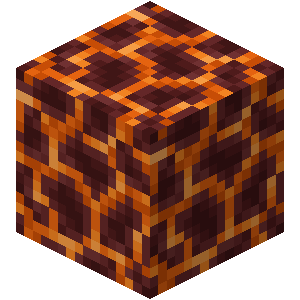 A gif of a Minecraft magma block, which is dark red with webs of orange. The orange shifts between different shades.